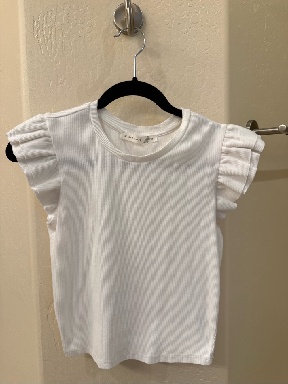 Altar'd State White Ruffled Short Sleeve